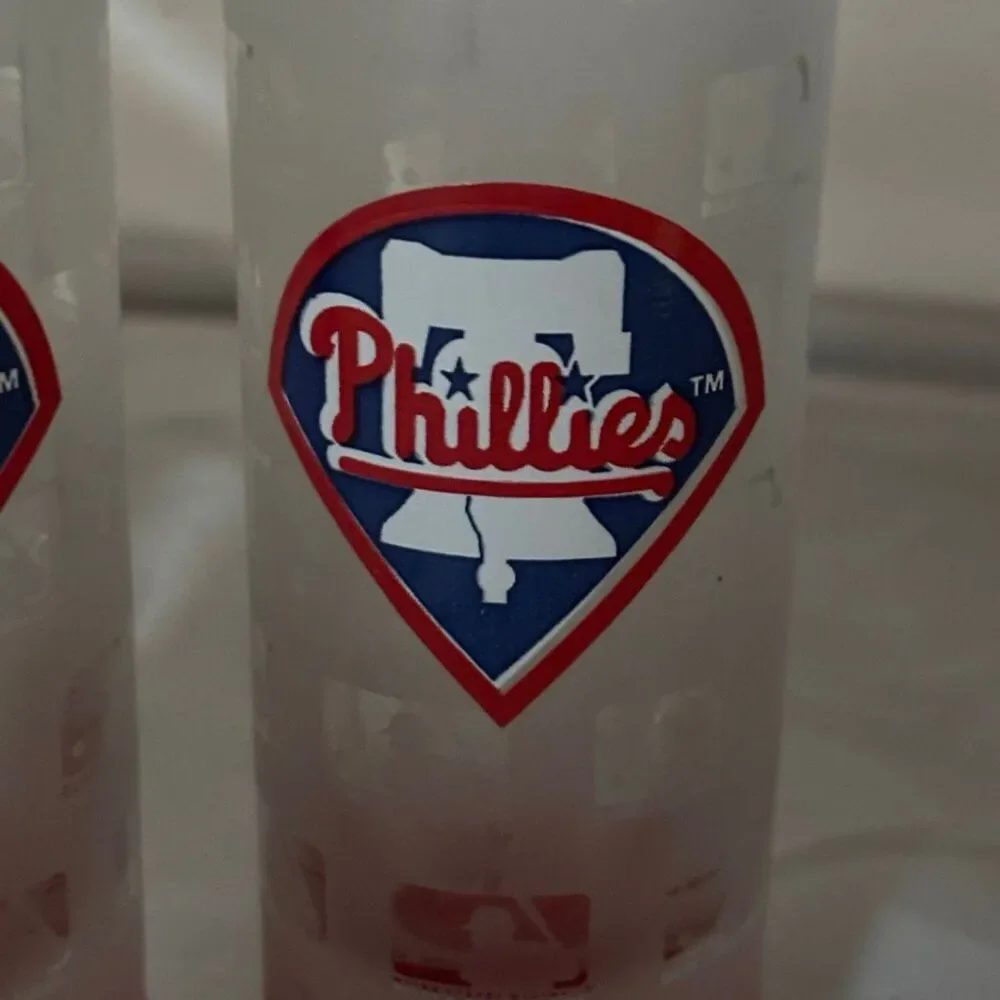 3 Philadelphia Phillies Tall Frosted Glass Shot Glasses